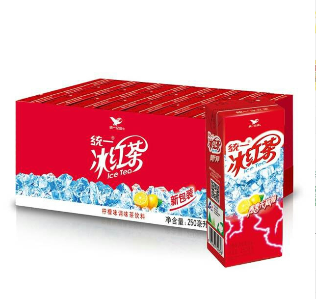 统一冰红茶 柠檬味调味茶饮料 利乐包装 250ml*24盒 整箱特惠