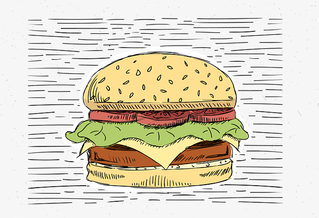 矢量图案卡通扁平化汉堡包