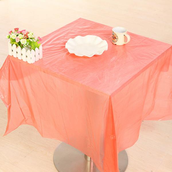 9圆形纯色一次性桌布素色加厚塑料台布 派对餐布防水2.13米 白色