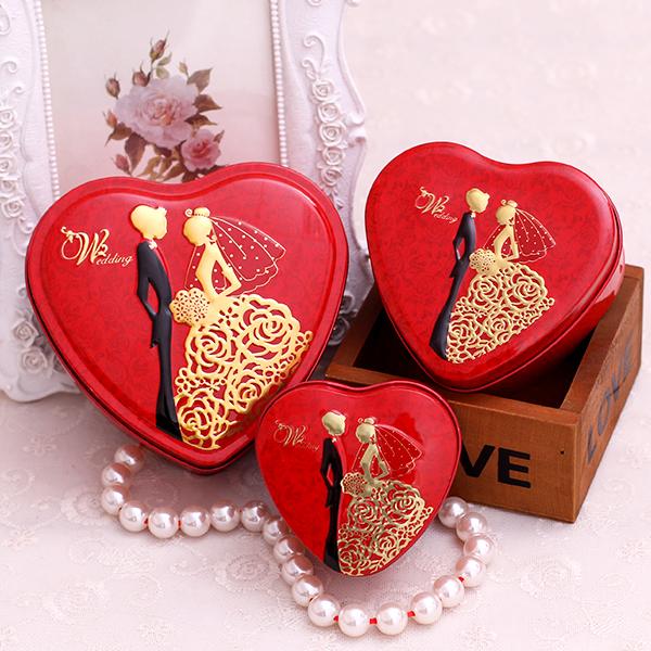 红色中式中国风喜糖盒子创意批发成品结婚庆用品马口铁盒方形大号